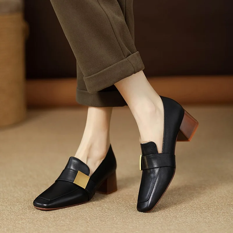 Women Shoes Jeans - Zapatos de tacón de cuero de