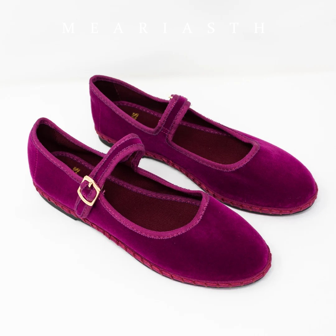 Women Shoes Jeans - Zapatos planos rojos Mary Jeans para