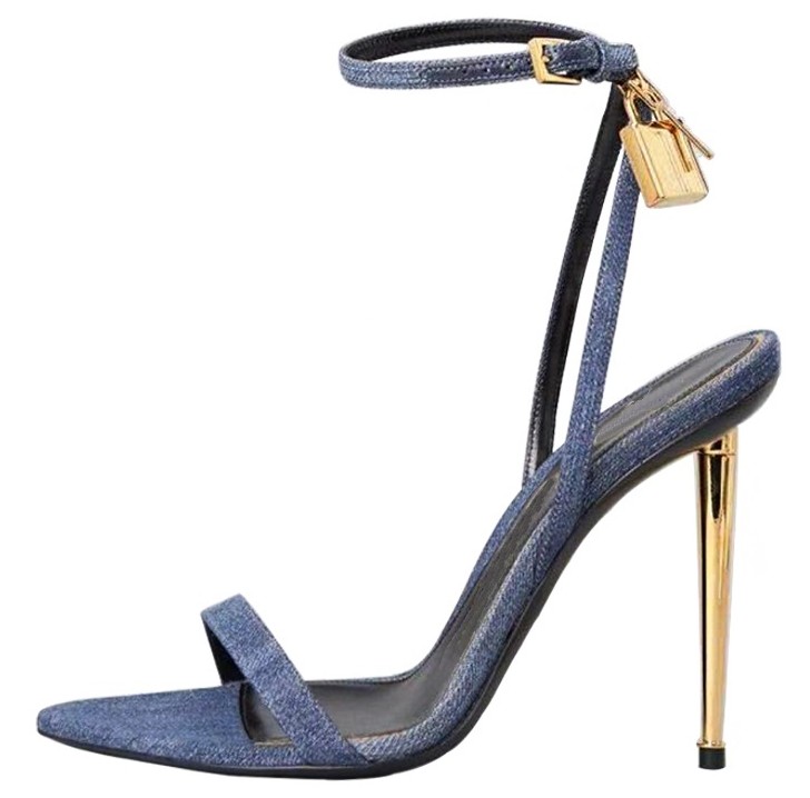 Women Shoes Jeans - Sandalias de tacón alto puntiagudas con