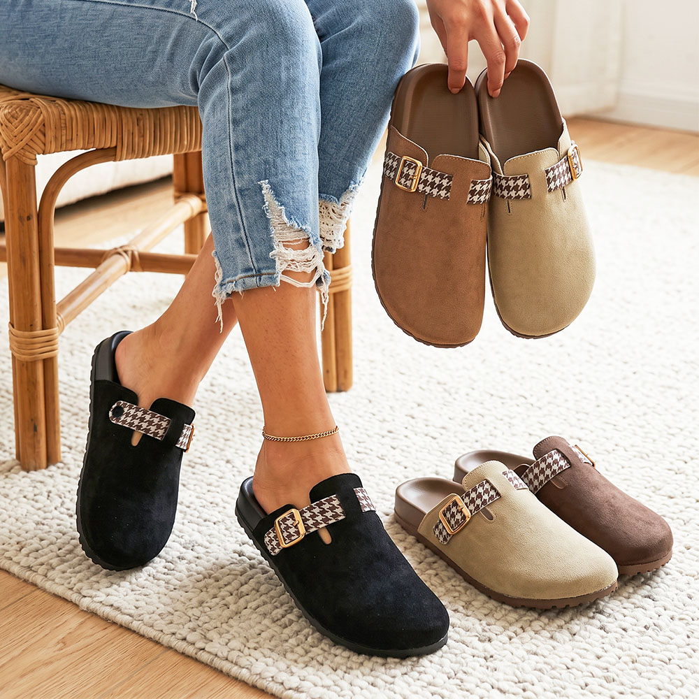 Slip On Mule Flat - Zuecos de mujer de punta cerrada,
