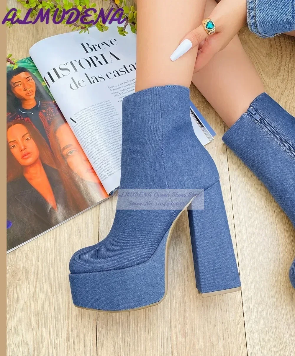 Women Shoes Jeans - ALMUDENA, botines de tacón de bloque