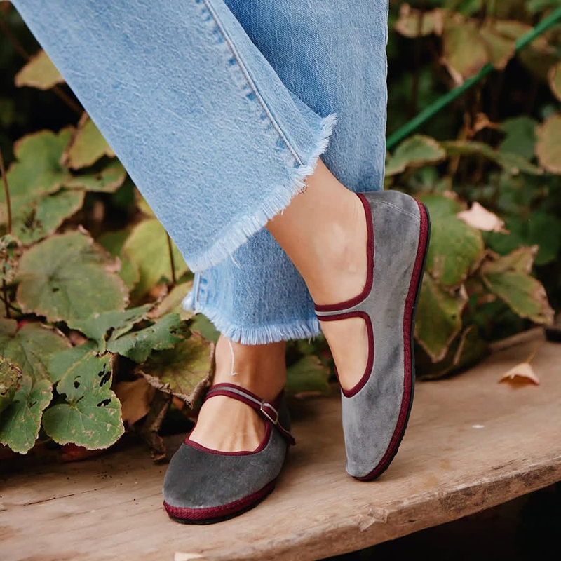 Women Shoes Jeans - Zapatos planos vaqueros grises Mary para