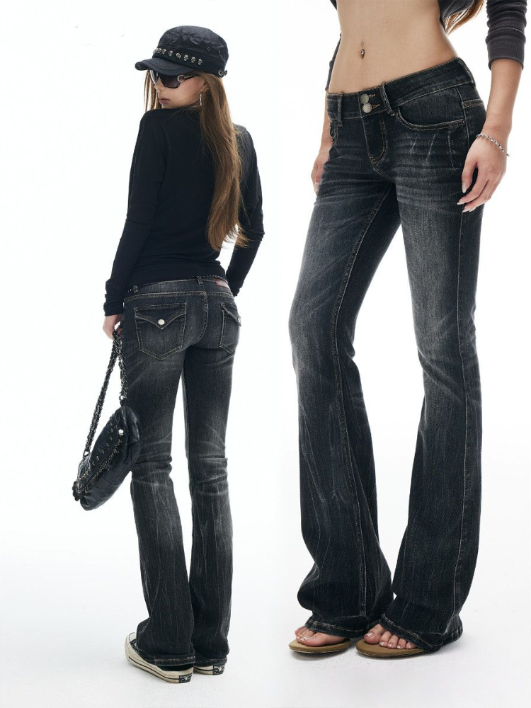 Women Shoes Jeans - Moda textura retro otoño nueva industria