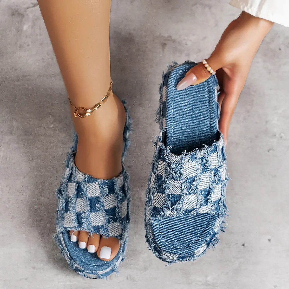 Sandalias de mezclilla con pla - Women Shoes Jeans reseña y precio