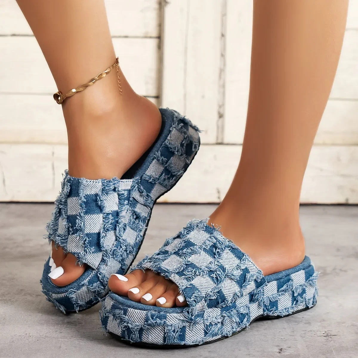 Sandalias de mezclilla con pla - Women Shoes Jeans reseña y precio