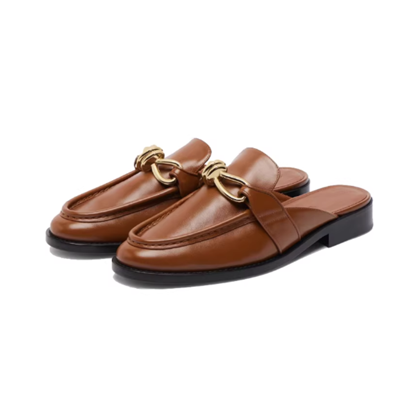 Zapatillas de cuero genuino de - Slip On Mule Flat reseña y precio
