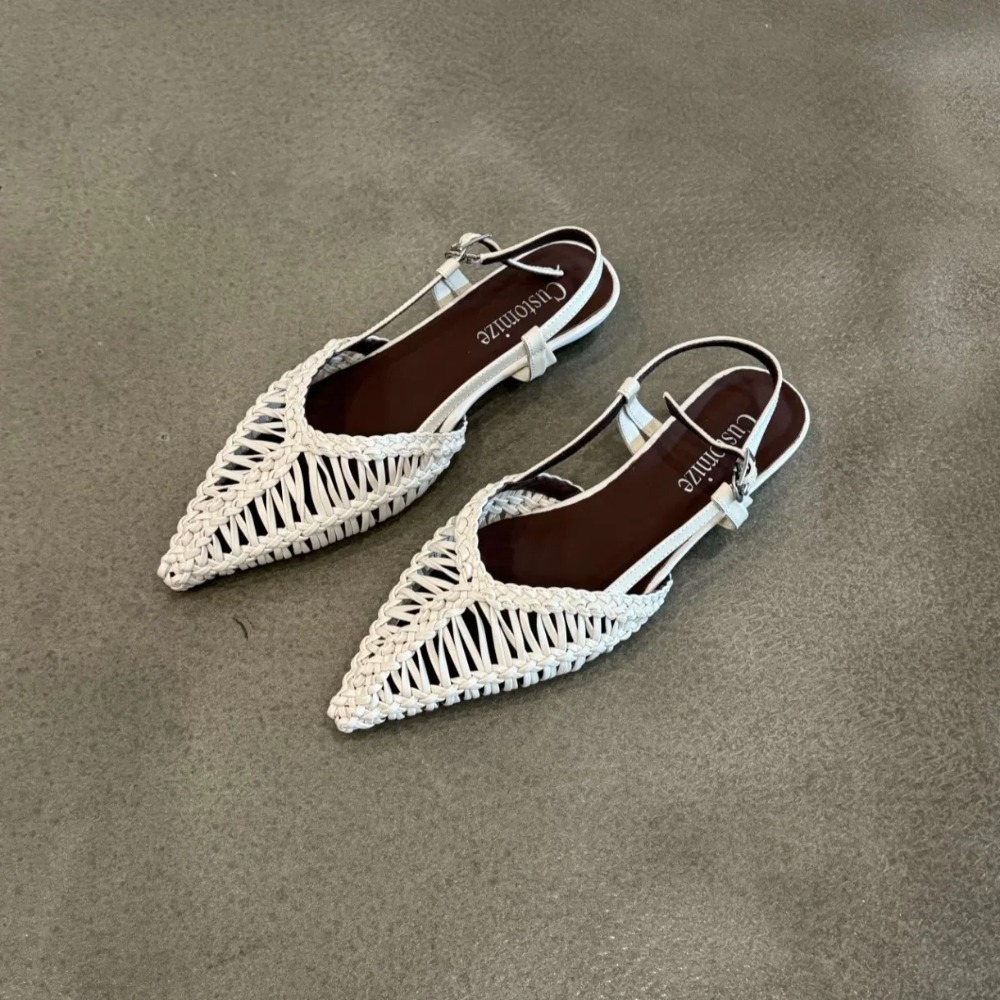 Sandalias romanas tejidas punt - Slip On Mule Flat reseña y precio