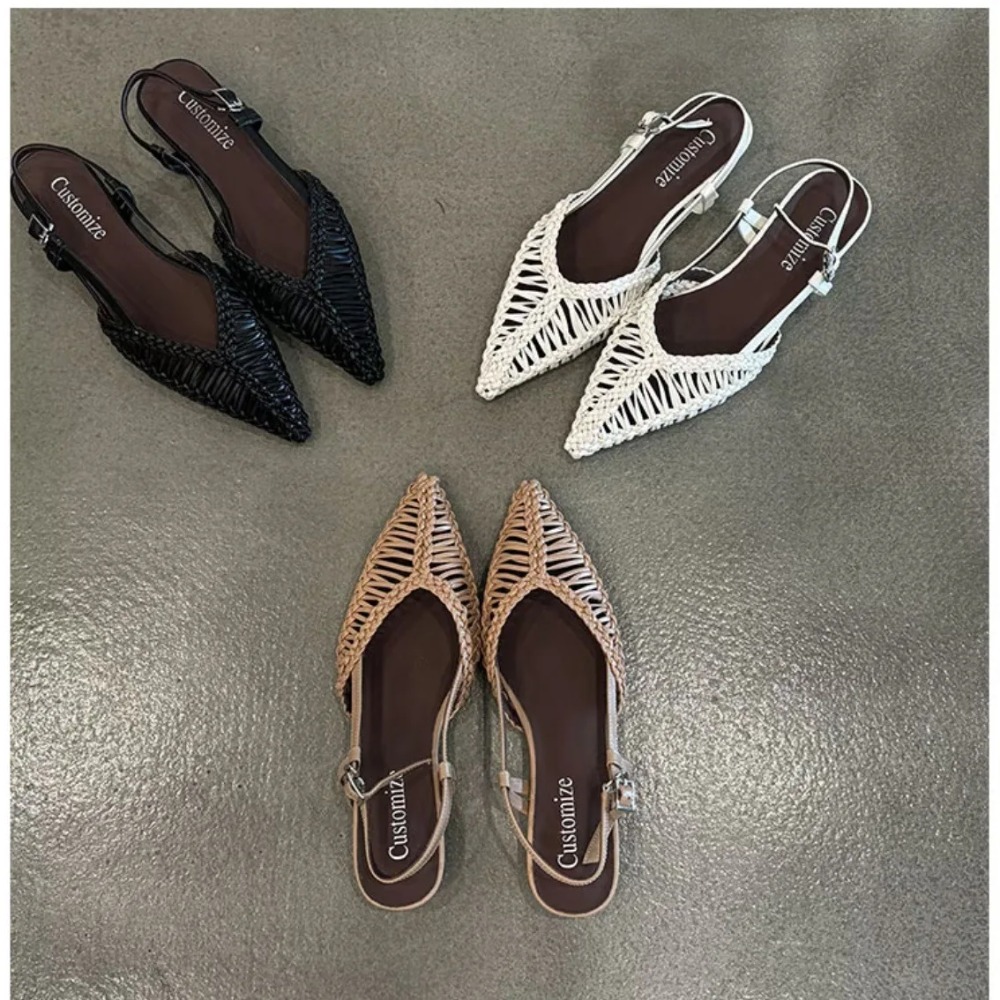Sandalias romanas tejidas punt - Slip On Mule Flat reseña y precio