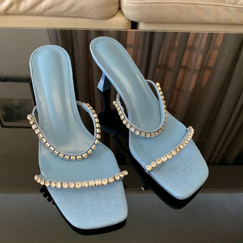 Sandalias de tacón vaquero con - Women Shoes Jeans reseña y precio