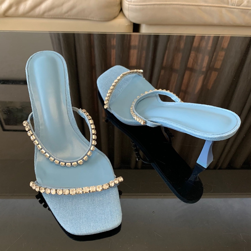 Sandalias de tacón vaquero con - Women Shoes Jeans reseña y precio