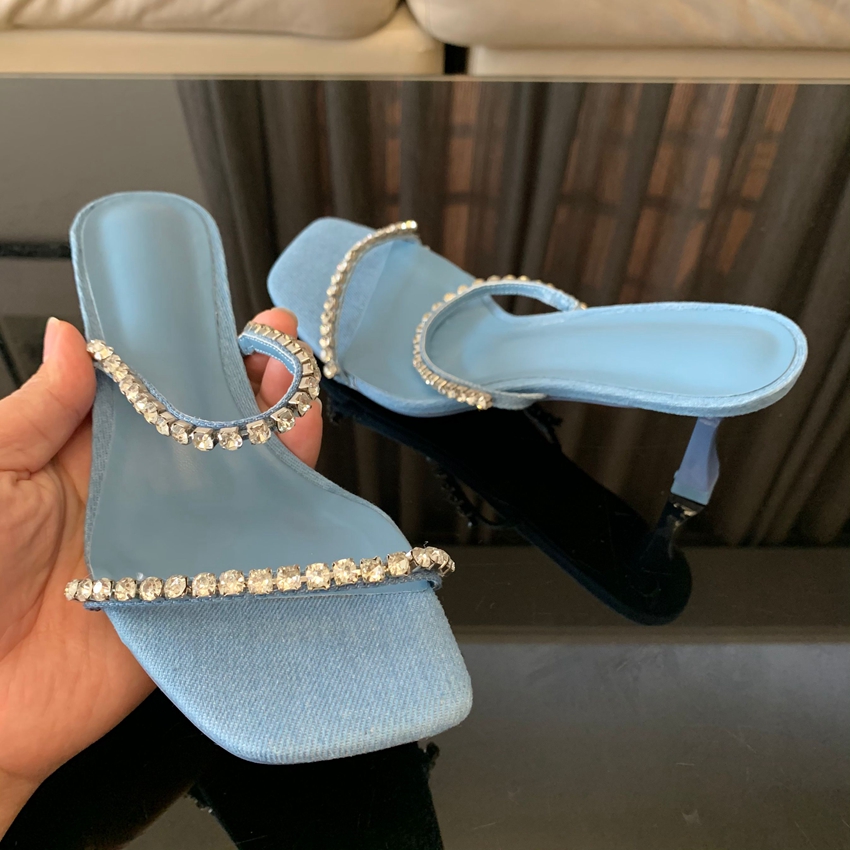 Sandalias de tacón vaquero con - Women Shoes Jeans reseña y precio