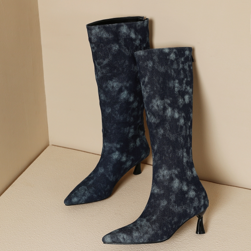 Botas vaqueras azules hasta la - Women Shoes Jeans reseña y precio