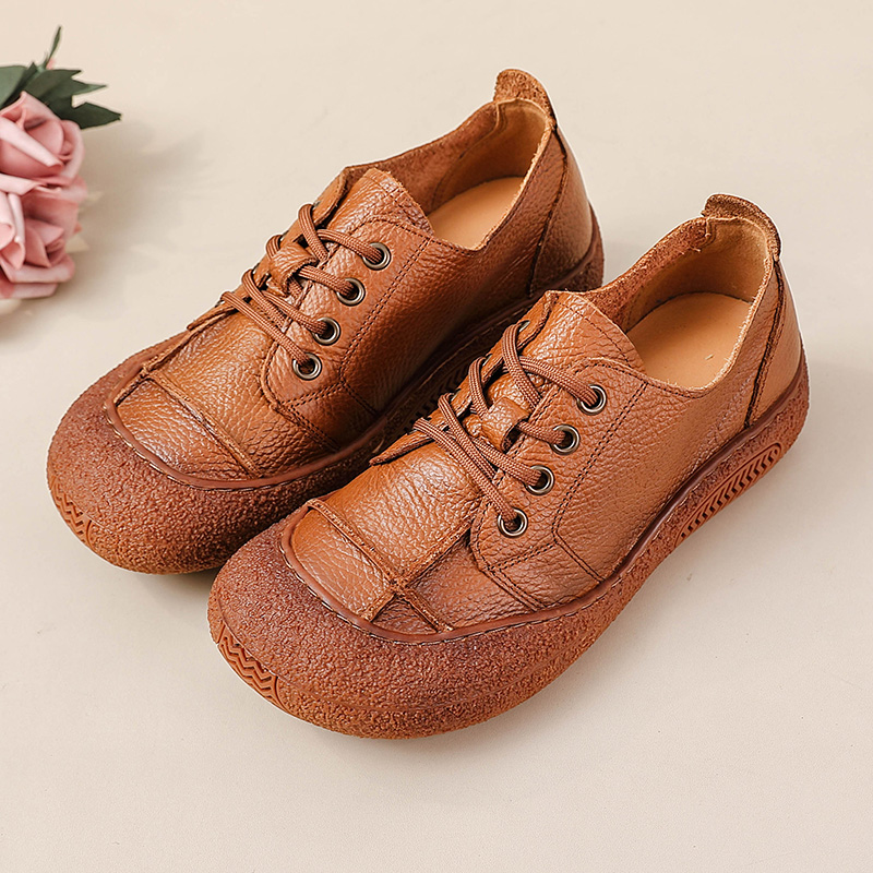 Zapatos retro de cuero genuino - Women'S Shoes For Wide Feet reseña y precio