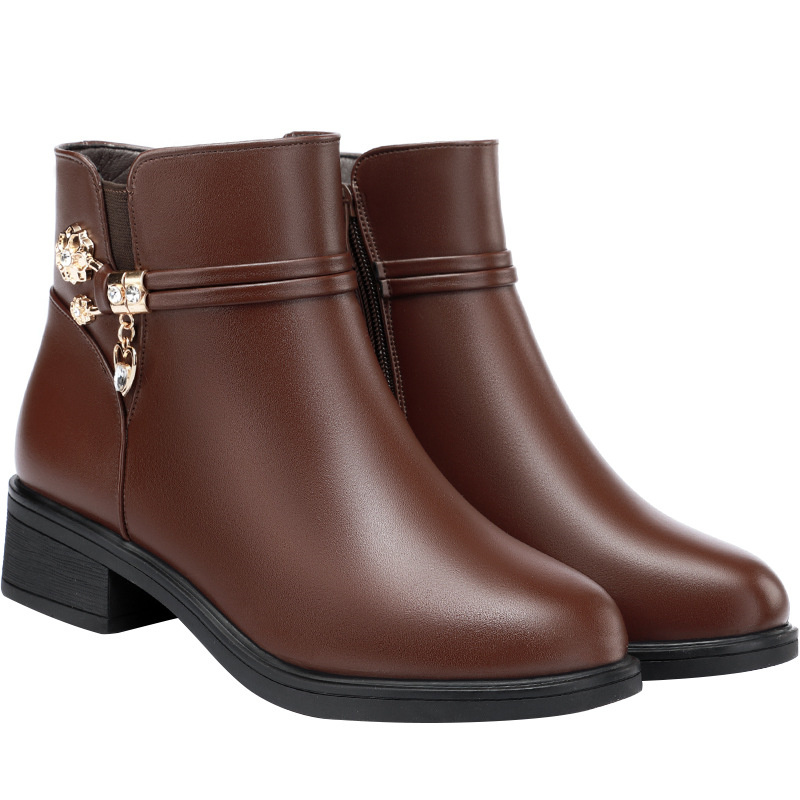 Botas de cuero con diamantes d - Women Shoes Jeans reseña y precio
