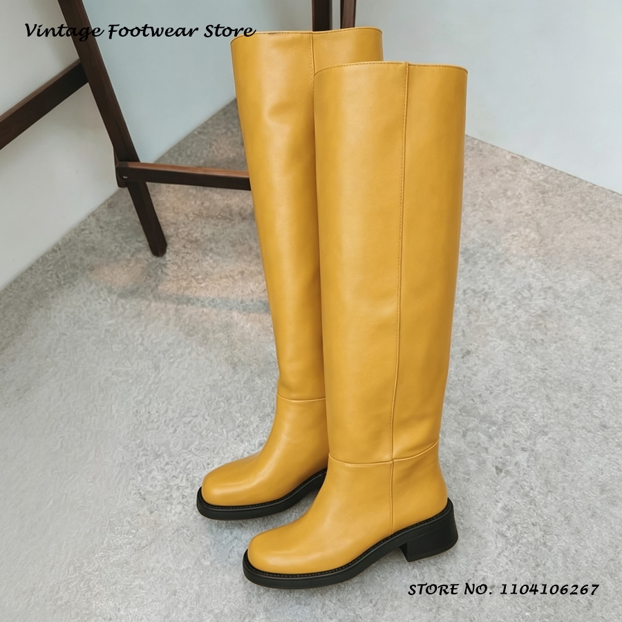 Botas altas de cuero PU amaril - Women'S Shoes Yellow reseña y precio