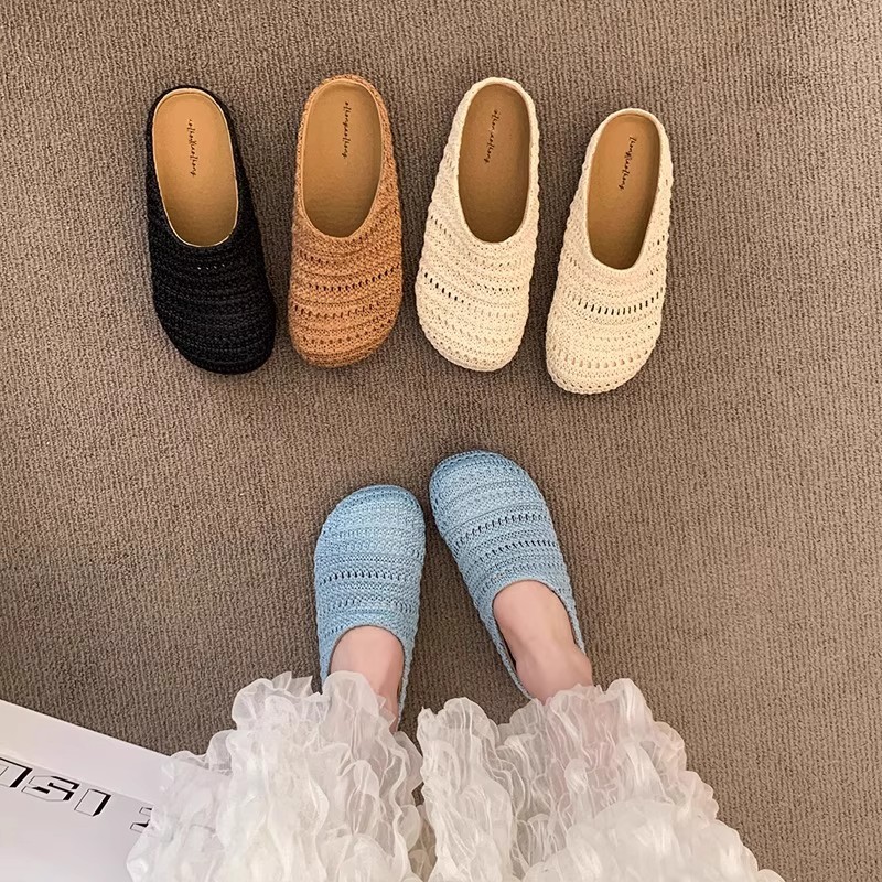 Sandalias de Rafia Tejida para - Slip On Mule Flat reseña y precio