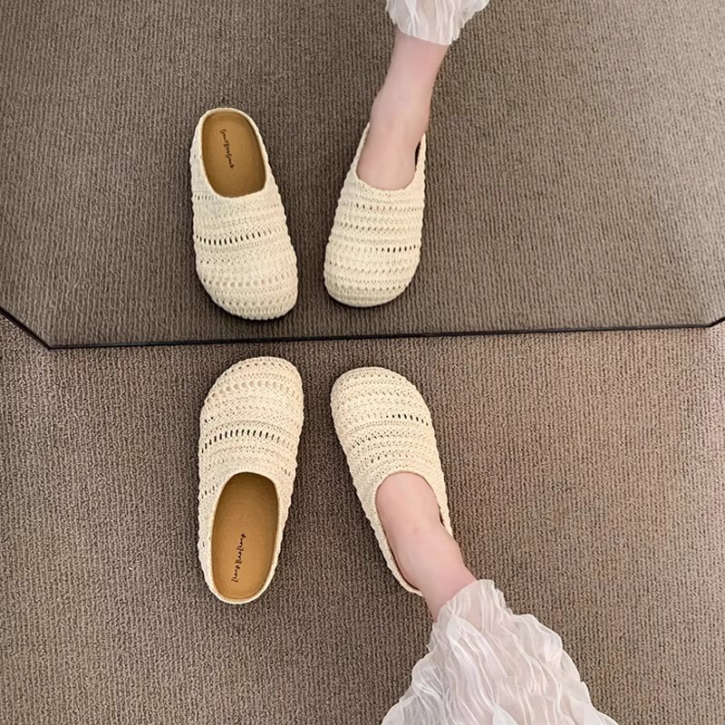 Sandalias de Rafia Tejida para - Slip On Mule Flat reseña y precio